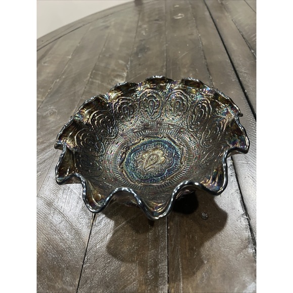 Fenton Parisian Medallion Carnival‎ Glass BERRY Bowl 7 5/8